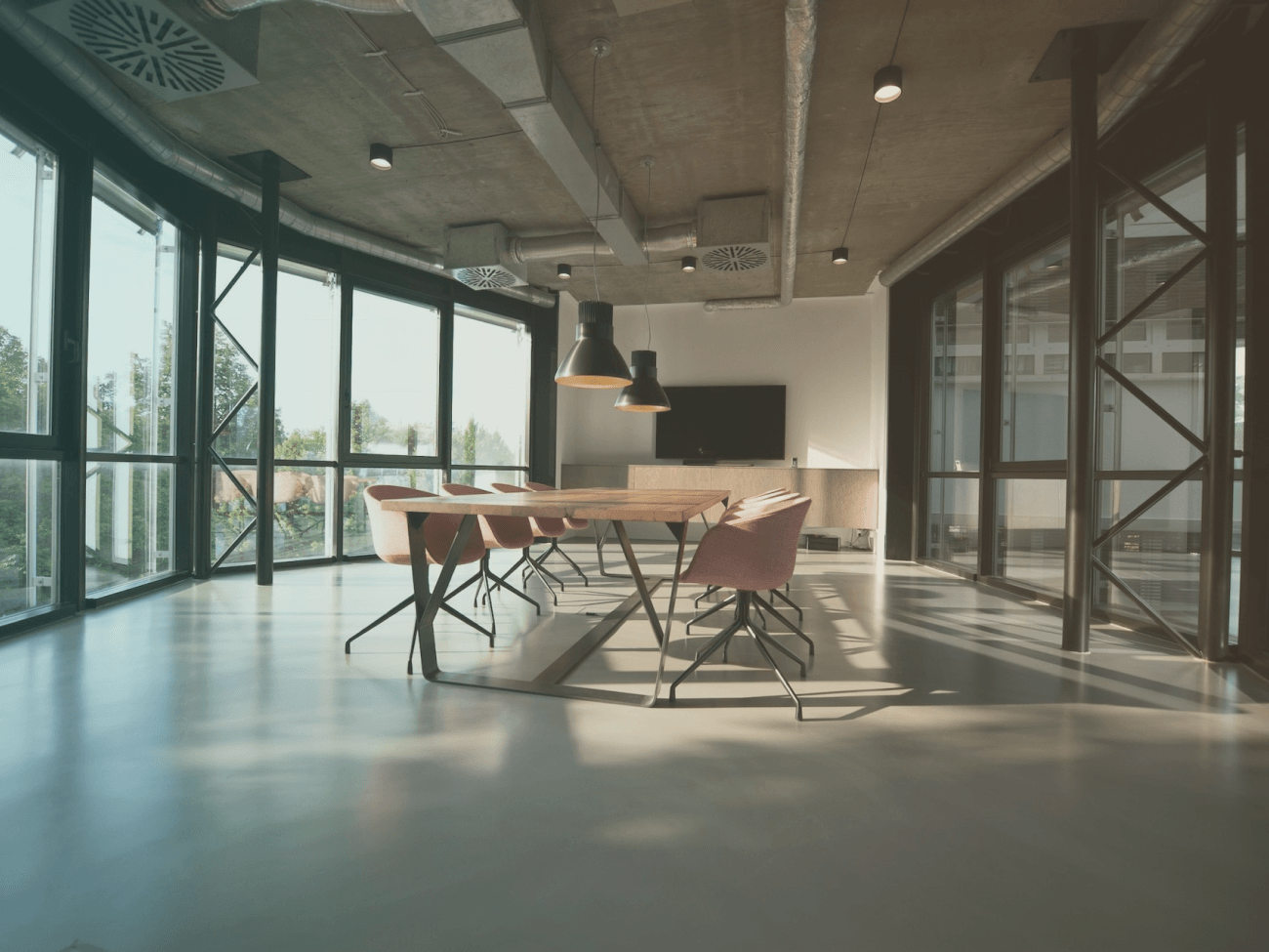 transparent boardroom with desk