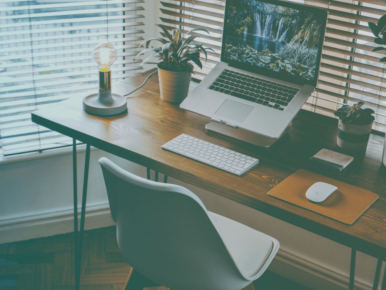 professional home desk setup with workspace