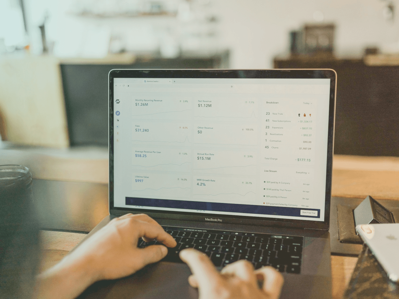 laptop with statistics on